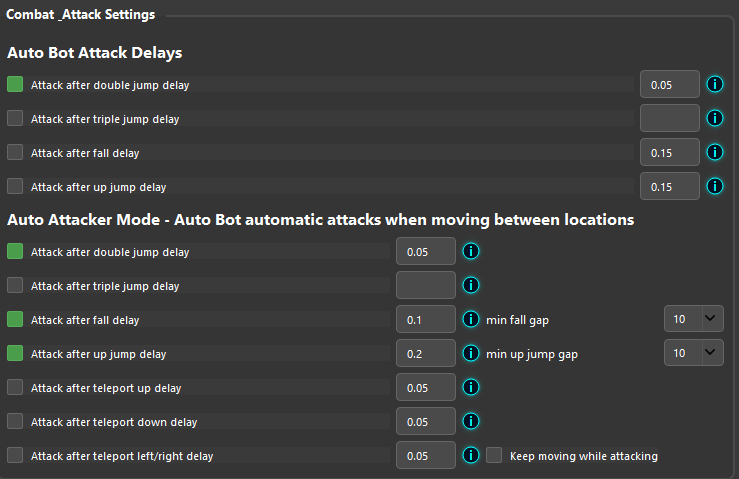 Auto attacker settings